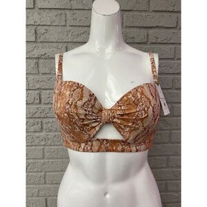Shade & Shore Lightly Lined Snake Print Iridescent Push Up Swim Bra Top Size 36C